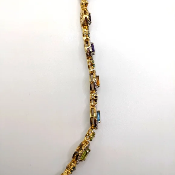 Multi-Gemstone Peridot, London Blue, Amethyst Tennis Bracelet - Picture 6 of 16